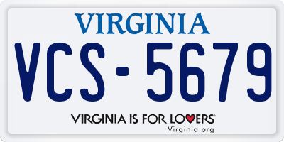 VA license plate VCS5679