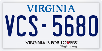VA license plate VCS5680
