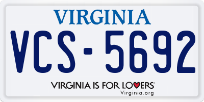 VA license plate VCS5692