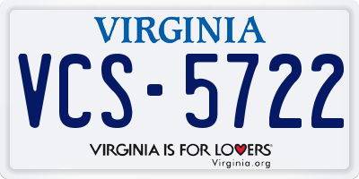 VA license plate VCS5722
