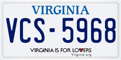 VA license plate VCS5968