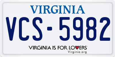 VA license plate VCS5982