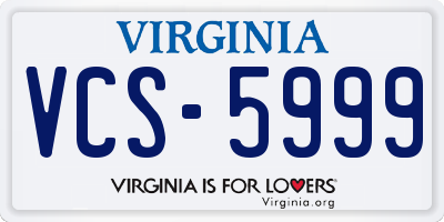 VA license plate VCS5999