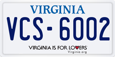 VA license plate VCS6002