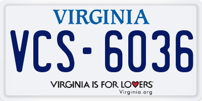 VA license plate VCS6036