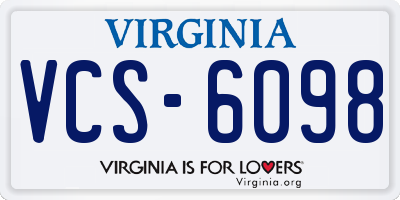 VA license plate VCS6098