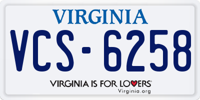 VA license plate VCS6258