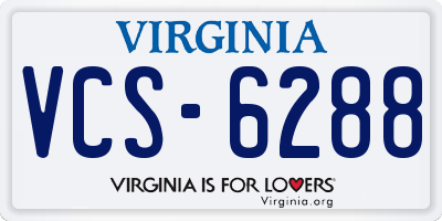 VA license plate VCS6288