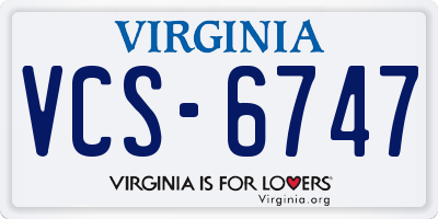 VA license plate VCS6747