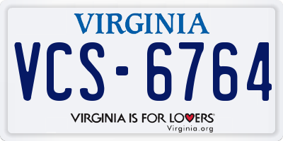VA license plate VCS6764