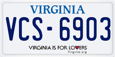 VA license plate VCS6903