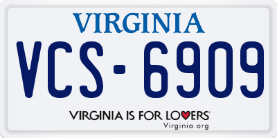 VA license plate VCS6909