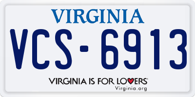 VA license plate VCS6913