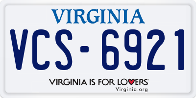VA license plate VCS6921