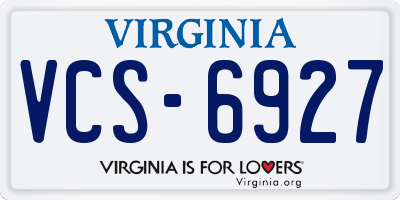 VA license plate VCS6927
