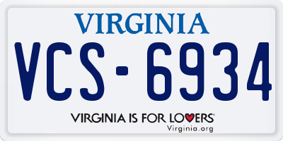 VA license plate VCS6934