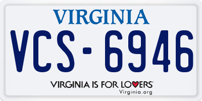 VA license plate VCS6946