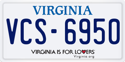 VA license plate VCS6950