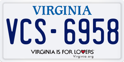 VA license plate VCS6958