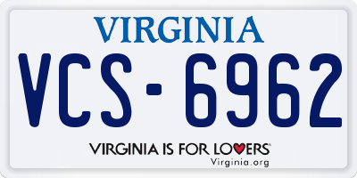 VA license plate VCS6962
