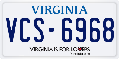 VA license plate VCS6968