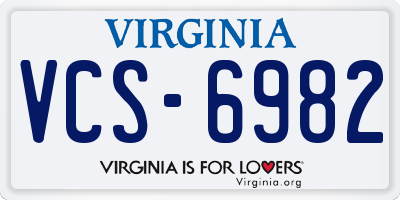 VA license plate VCS6982