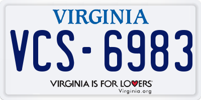 VA license plate VCS6983