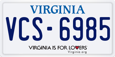 VA license plate VCS6985