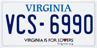 VA license plate VCS6990