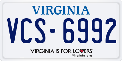 VA license plate VCS6992