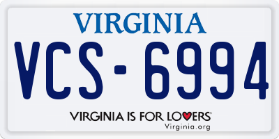 VA license plate VCS6994