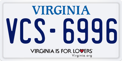 VA license plate VCS6996