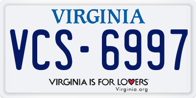 VA license plate VCS6997