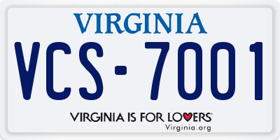 VA license plate VCS7001