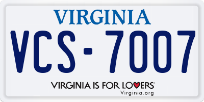 VA license plate VCS7007