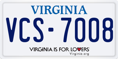 VA license plate VCS7008