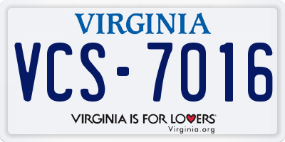 VA license plate VCS7016