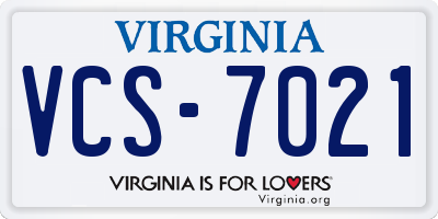 VA license plate VCS7021