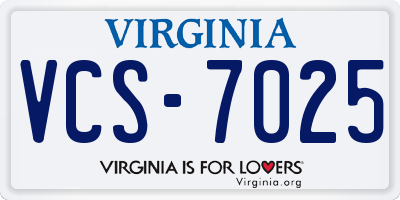 VA license plate VCS7025