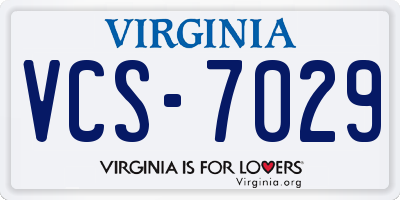 VA license plate VCS7029