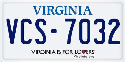 VA license plate VCS7032