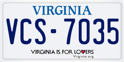 VA license plate VCS7035