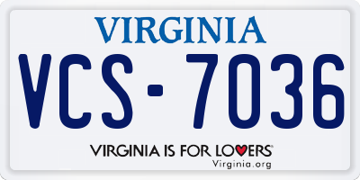VA license plate VCS7036