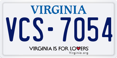 VA license plate VCS7054