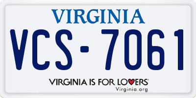 VA license plate VCS7061