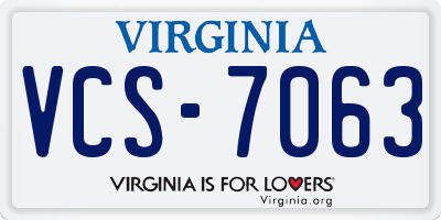 VA license plate VCS7063