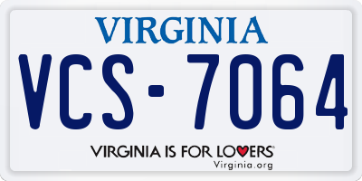 VA license plate VCS7064