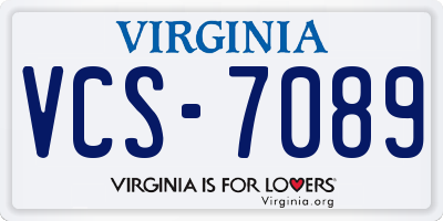 VA license plate VCS7089