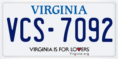 VA license plate VCS7092
