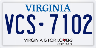 VA license plate VCS7102